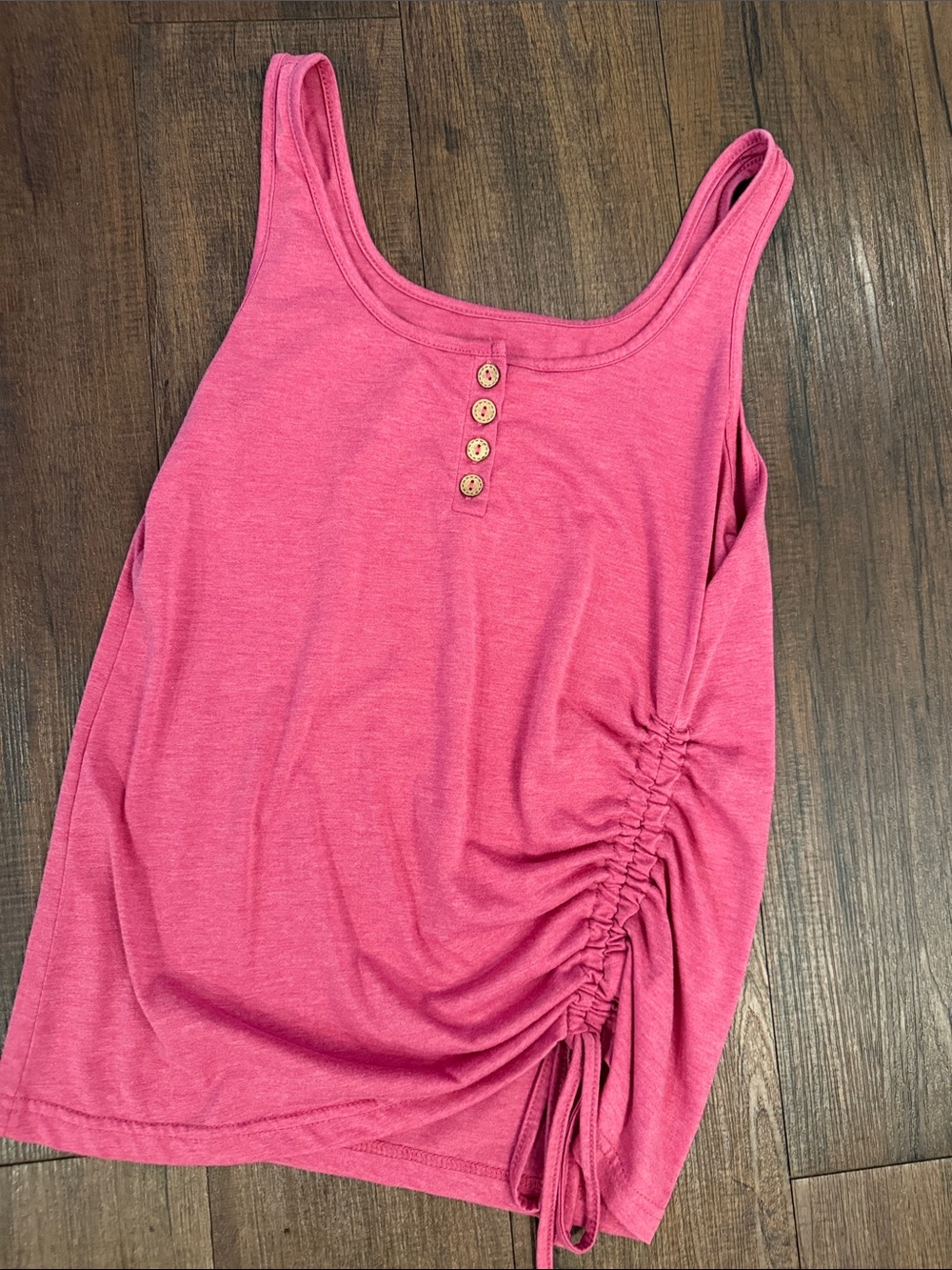 Women’s Pink Ruched Tank Top with Button Detail, x small, never worn, Shein.